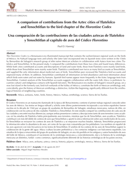 A Comparison of Contributions from the Aztec Cities of Tlatelolco and Tenochtitlan to the Bird Chapter of the Florentine Codex