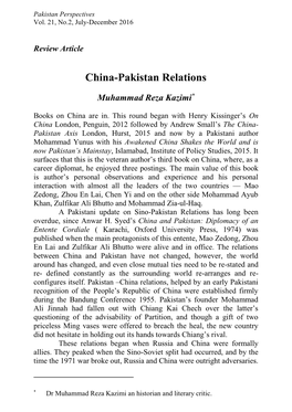 China-Pakistan Relations