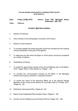 (Public Pack)Agenda Document for Council Meeting, 22/05/2015 14