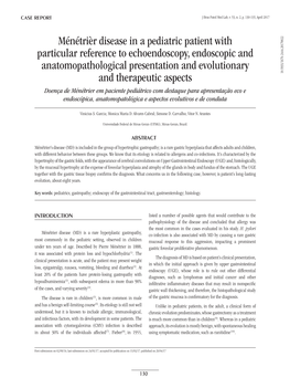 Ménétrièr Disease in a Pediatric Patient with Particular Reference To