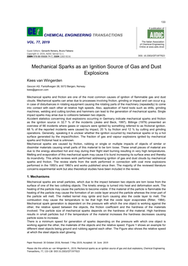 Mechanical Sparks As an Ignition Source of Gas and Dust Explosions