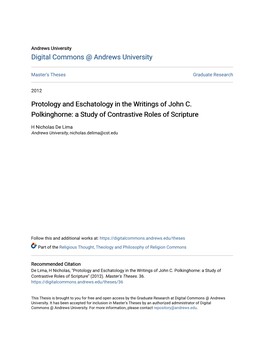Protology and Eschatology in the Writings of John C. Polkinghorne: a Study of Contrastive Roles of Scripture
