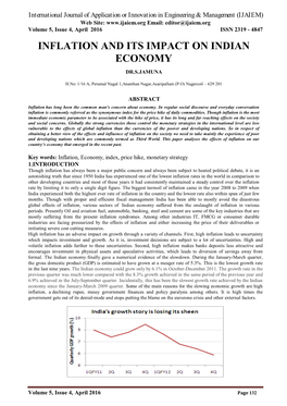 Inflation and Its Impact on Indian Economy