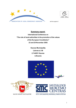 Summary Report: International Conference on “The Role of Local Authorities in the Promotion of the Values of the European Constitution” 23 and 24 November 2005