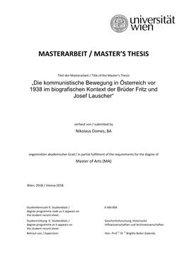 Masterarbeit / Master's Thesis