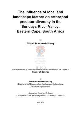 The Influence of Local and Landscape Factors on Arthropod Predator Diversity in the Sundays River Valley, Eastern Cape, South Africa