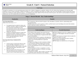 Grade 8 - Unit 5 - Natural Selection