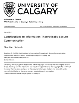 Contributions to Information Theoretically Secure Communication