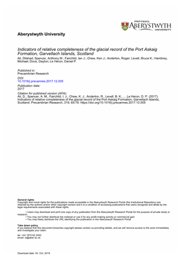 Indicators of Relative Completeness of the Glacial Record of The
