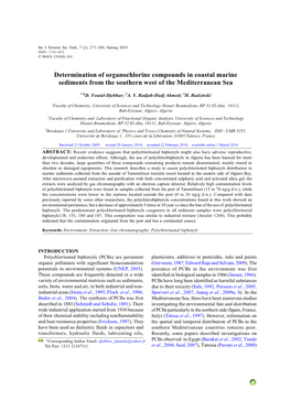 Determination of Organochlorine Compounds in Coastal Marine Sediments from the Southern West of the Mediterranean Sea