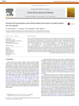 Essential Oil Composition and Antimicrobial Interactions of Understudied Tea Tree Species