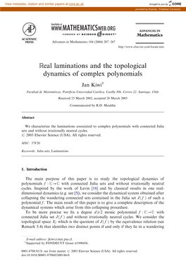 Real Laminations and the Topological Dynamics of Complex Polynomials