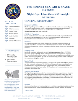 USS HORNET SEA, AIR & SPACE MUSEUM Night Ops: Live-Aboard Overnight Adventure