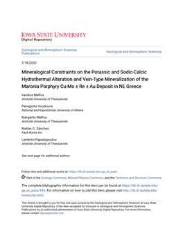 Mineralogical Constraints on the Potassic and Sodic-Calcic