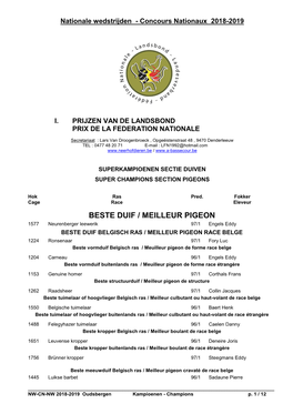 Prijzen Van De Landsbond Prix De La Federation Nationale