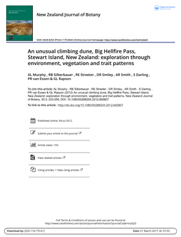 An Unusual Climbing Dune, Big Hellfire Pass, Stewart Island, New Zealand: Exploration Through Environment, Vegetation and Trait Patterns