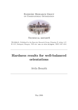 Hardness Results for Well-Balanced Orientations