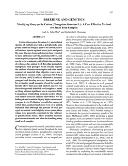 Modifying Gossypol in Cotton (Gossypium Hirsutum L.): a Cost Effective Method for Small Seed Samples Jodi A