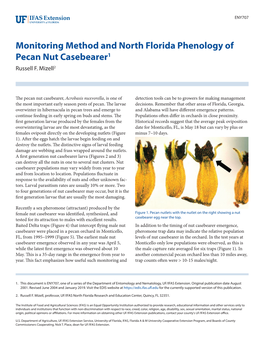 Monitoring Method and North Florida Phenology of Pecan Nut Casebearer1 Russell F