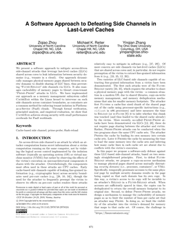 A Software Approach to Defeating Side Channels in Last-Level Caches