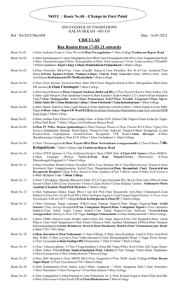 Bus Routes from 17-03-21 Onwards