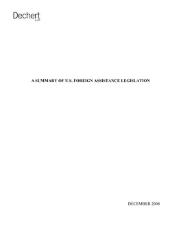 A Summary of Us Foreign Assistance Legislation December 2008