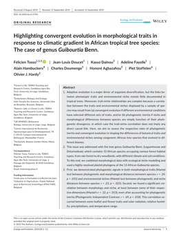 Highlighting Convergent Evolution in Morphological Traits in Response to Climatic Gradient in African Tropical Tree Species: the Case of Genus Guibourtia Benn