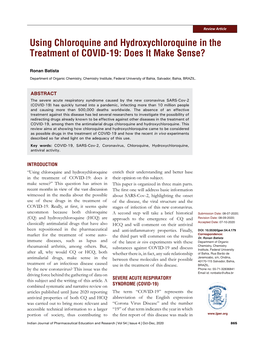 Using Chloroquine and Hydroxychloroquine in the Treatment of COVID-19: Does It Make Sense?