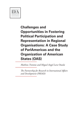 Challenges and Opportunities in Fostering Political Participation and Representation in Regional Organisations