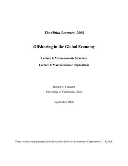 Offshoring in the Global Economy