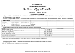 Election of a County Councillor for The