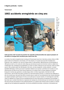 1082 Accidents Enregistrés En Cinq Ans