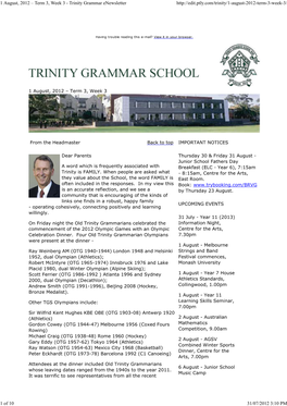 Trinity Grammar Enewsletter