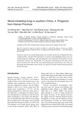 Wood-Inhabiting Fungi in Southern China. 4. Polypores from Hainan Province