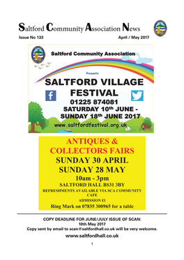 SALTFORD VILLAGE FESTIVAL 01225 874081 SATURDAY 10Th JUNE - SUNDAY 18Th JUNE 2017 ZZZVDOWIRUGIHVWLYDORUJXN