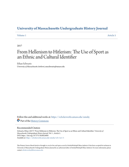 From Hellenism to Hitlerism: the Use of Sport As an Ethnic and Cultural Identifier