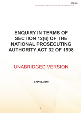 Of the National Prosecuting Authority Act 32 of 1998