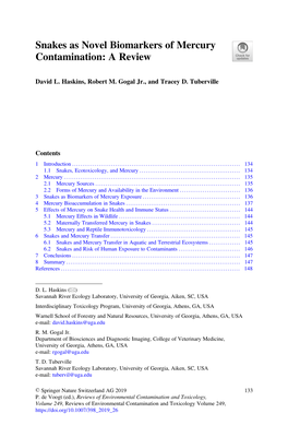 Snakes As Novel Biomarkers of Mercury Contamination: a Review