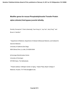 Modifier Genes for Mouse Phosphatidylinositol Transfer Protein