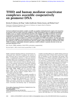 TFIID and Human Mediator Coactivator Complexes Assemble Cooperatively on Promoter DNA