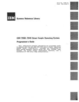 Systems Reference Library IBM 7090-7040 Direct Couple Operating