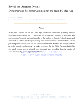 “American Dream”: Democracy and Economic Citizenship in the Second Gilded Age