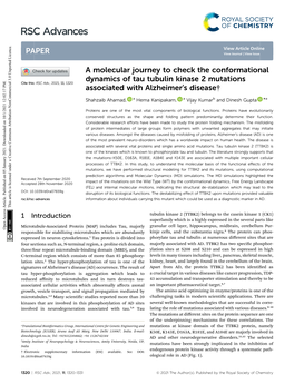 A Molecular Journey to Check the Conformational Dynamics of Tau Tubulin Kinase 2 Mutations Associated with Alzheimer's Disea