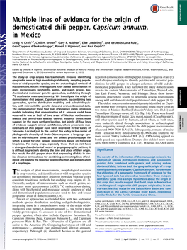 Multiple Lines of Evidence for the Origin of Domesticated Chili Pepper, Capsicum Annuum, in Mexico