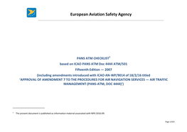 PANS ATM Checklist