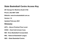 State Basketball Centre Access Key