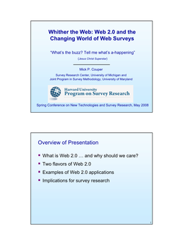 Web 2.0 and the Changing World of Web Surveys