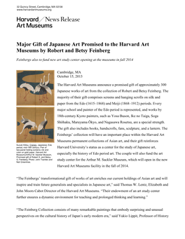 Major Gift of Japanese Art Promised to the Harvard Art Museums by Robert and Betsy Feinberg