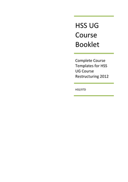 HSS UG Course Booklet