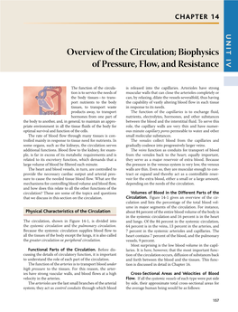 Overview of the Circulation; Biophysics of Pressure, Flow, and Resistance